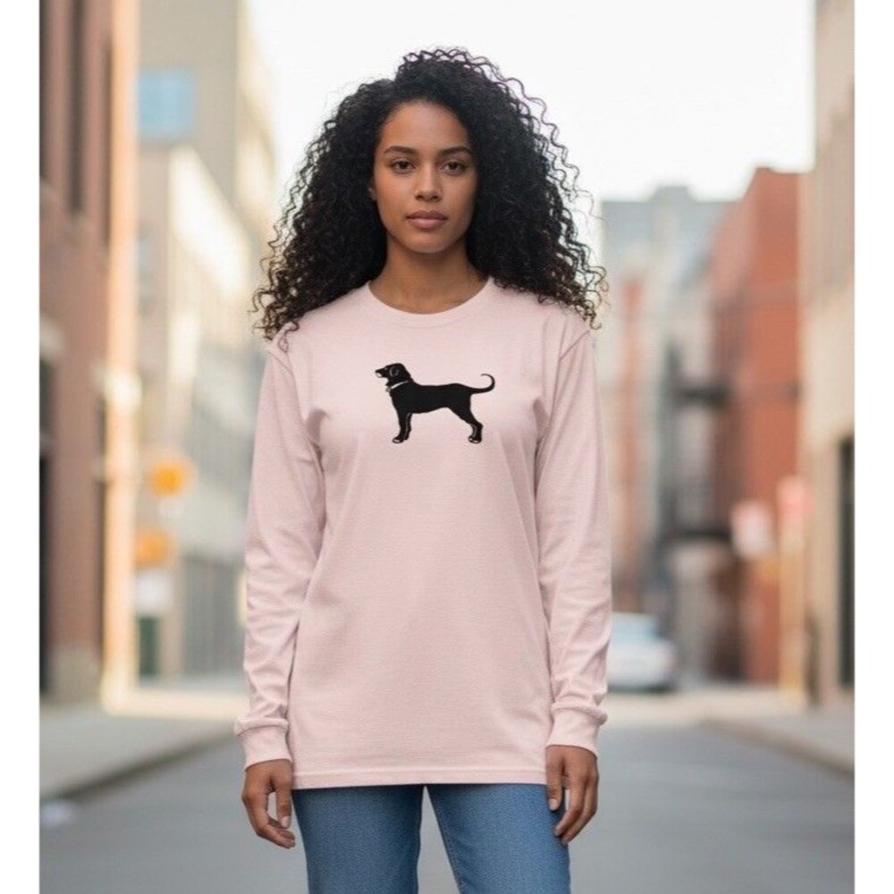 The Black Dog Long Sleeve T-Shirt Women's Size Small Pink 100% Cotton